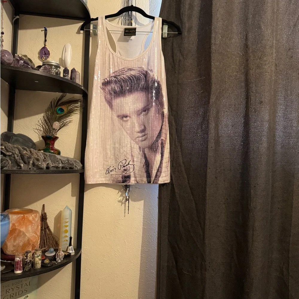 Elvis Presley Sequin Racerback Tank Top L (Runs Small) NWOT - Picture 2 of 6